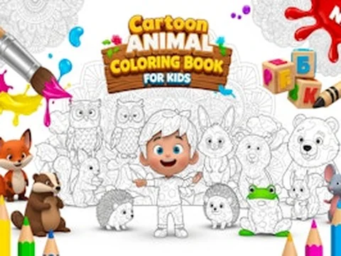 Cartoon Animal Coloring Book for Kids