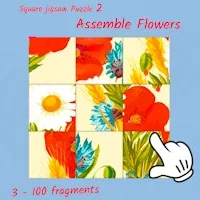 Square jigsaw Puzzle 2 - Assemble Flowers